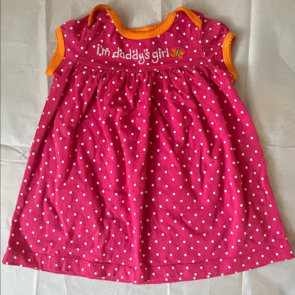 Carter's Pink Polka Dot Dress with Orange Trim
